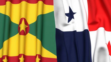 GRENADA ve Panama bayrakları gerçekçi kumaş dokusuyla