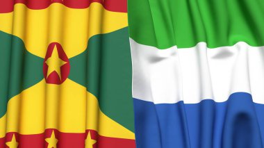 GRENADA ve SIERRA LEONE bayrakları gerçekçi kumaş dokusuyla
