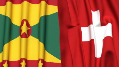 GRENADA ve SWitzERLAND bayrakları gerçekçi kumaş dokusuyla
