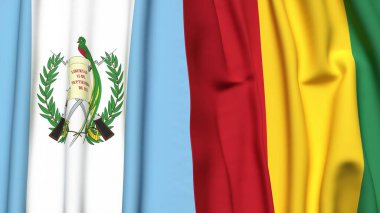 Guatemala ve Guinea bayrakları gerçekçi kumaş dokusuna sahiptir.