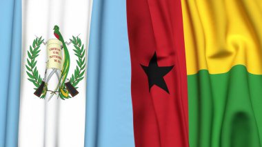 Guatemala ve Guinea-BISSAU bayrakları gerçekçi kumaş dokusuyla