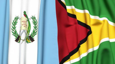 Guatemala ve GUYANA bayrakları gerçekçi kumaş dokusuyla