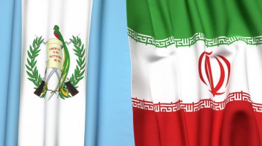 Guatemala ve İranlıların bayrakları gerçekçi kumaş dokusuna sahip.