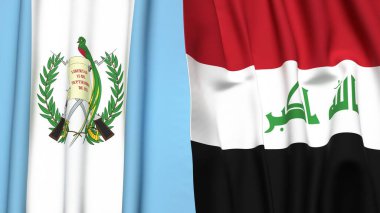 Guatemala ve IRAQ bayrakları gerçekçi kumaş dokusuyla