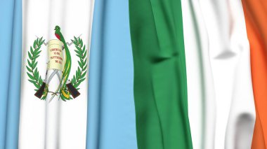Guatemala ve İrlanda bayrakları gerçekçi kumaş dokusuyla