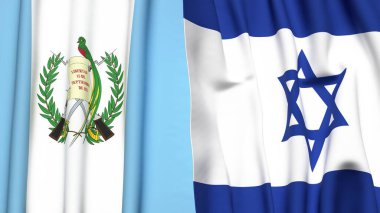 Guatemala ve İsrail 'in gerçekçi kumaş dokusuyla bayrakları
