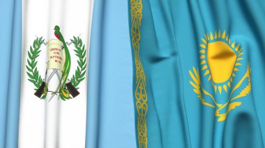 Guatemala ve KAZAKHSTAN bayrakları gerçekçi kumaş dokusuyla