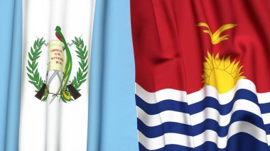 GATEMALA ve KIRIBATI bayrakları gerçekçi kumaş dokusuyla