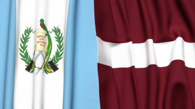 GATEMALA ve LATVIA bayrakları gerçekçi kumaş dokusuyla