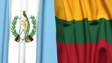 Gerçekçi kumaş dokusuna sahip Guatemala ve Litvanya bayrakları