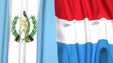 GATEMALA ve LUXEMBOURG bayrakları gerçekçi kumaş dokusuyla