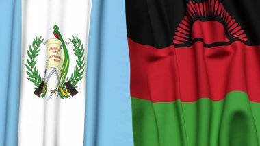GATEMALA ve MALAWI bayrakları gerçekçi kumaş dokusuyla