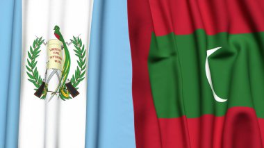 GATEMALA ve MALDIVES bayrakları gerçekçi kumaş dokusuyla