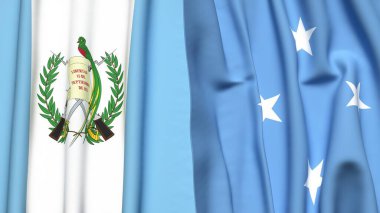 GATEMALA ve MICRONEZYA bayrakları gerçekçi kumaş dokusuyla