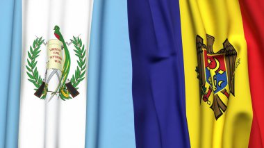 Guatemala ve MOLDOVA bayrakları gerçekçi kumaş dokusuna sahip