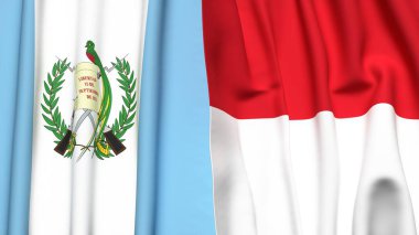 Guatemala ve Monako bayrakları gerçekçi kumaş dokusuyla