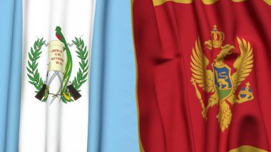 Guatemala ve Montenegro bayrakları gerçekçi kumaş dokusuyla