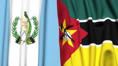 Guatemala ve MOZAMBIQUE bayrakları gerçekçi kumaş dokusuyla