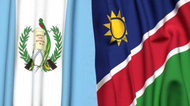 Guatemala ve NAMIBIA bayrakları gerçekçi kumaş dokusuyla