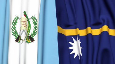Guatemala ve NAURU bayrakları gerçekçi kumaş dokusuyla
