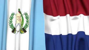 GATEMALA ve NETHERLANDS bayrakları gerçekçi kumaş dokusuyla