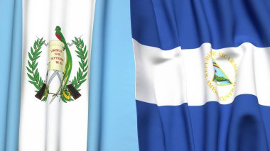 Guatemala ve NICARAGUA bayrakları gerçekçi kumaş dokusuyla