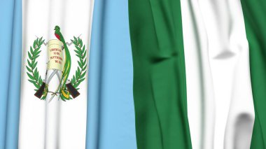 GATEMALA ve NIGERIA bayrakları gerçekçi kumaş dokusuyla