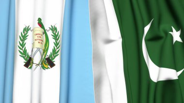 Guatemala ve PAKISTAN bayrakları gerçekçi kumaş dokusuyla