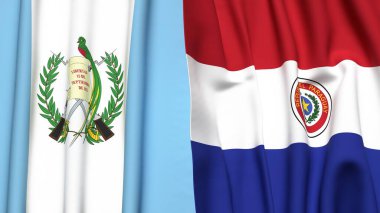 Guatemala ve Paraguay bayrakları gerçekçi kumaş dokusuyla