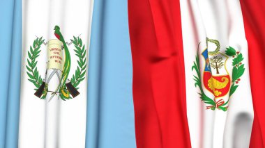 Guatemala ve Peru 'nun gerçekçi kumaşlı bayrakları