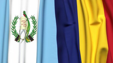 Gerçekçi kumaş dokusuna sahip Guatemala ve Roma bayrakları