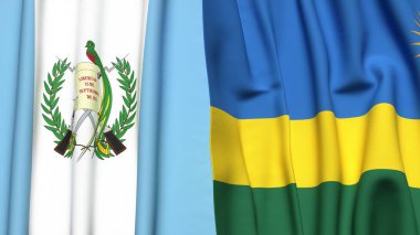 Guatemala ve Rwanda bayrakları gerçekçi kumaş dokusuyla