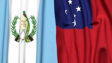 Guatemala ve samoa bayrakları gerçekçi kumaş desenli.