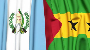Guatemala bayrakları ve gerçekçi kumaş dokusuna sahip SAO TOME