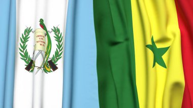 Guatemala ve Senegal bayrakları gerçekçi kumaş dokusuyla