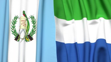 Guatemalalı bayraklar ve gerçekçi kumaş dokusuna sahip Sierra Leone