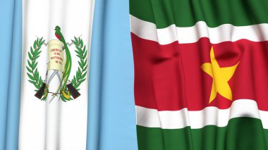 GATEMALA ve SURINAME bayrakları gerçekçi kumaş dokusuyla