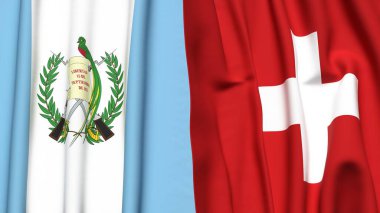 GATEMALA ve SWitzERLAND bayrakları gerçekçi kumaş dokusuyla