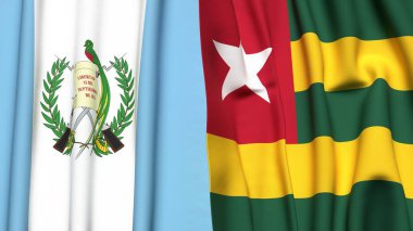 Guatemala ve TOGO bayrakları gerçekçi kumaş dokusuyla