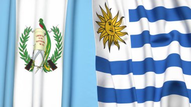 Guatemala ve Uruguay bayrakları gerçekçi kumaş dokusuyla