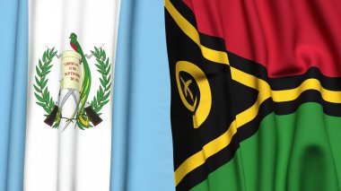 Guatemala ve VANUATU bayrakları gerçekçi kumaş dokusuyla