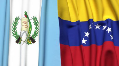 Guatemala ve Venezuela bayrakları gerçekçi kumaş dokusuyla