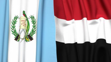GATEMALA ve YEmen bayrakları gerçekçi kumaş dokusuyla