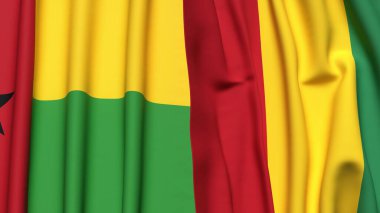 Guinea ve Guinea-BISSAU bayrakları gerçekçi kumaş dokusuyla