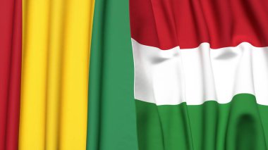 Guinea ve HUNGARY bayrakları gerçekçi kumaş dokusuyla