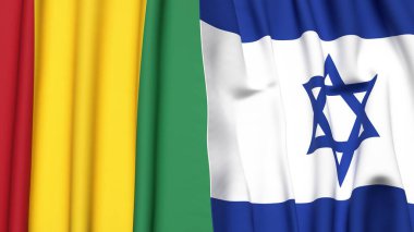 Guinea ve İsrail bayrakları gerçekçi kumaş dokusuyla