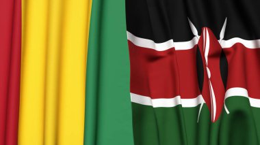 Guinea ve KENYA bayrakları gerçekçi kumaş dokusuyla