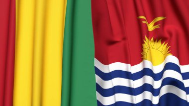 Guinea ve KIRIBATI bayrakları gerçekçi kumaş dokusuyla
