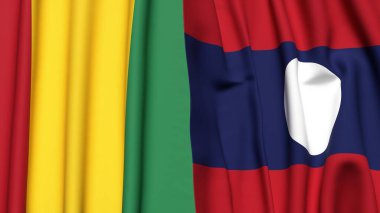 Guinea ve LAOS bayrakları gerçekçi kumaş dokusuyla