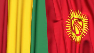 Guinea ve KYRGYZSTAN bayrakları gerçekçi kumaş dokusuyla
